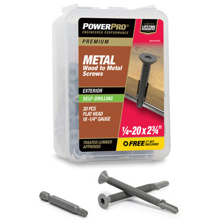 Power Pro Prower Pro Premium Flat Gray Epoxy Self-Drilling Screws (¼"-20 × 2-¾") 30pc