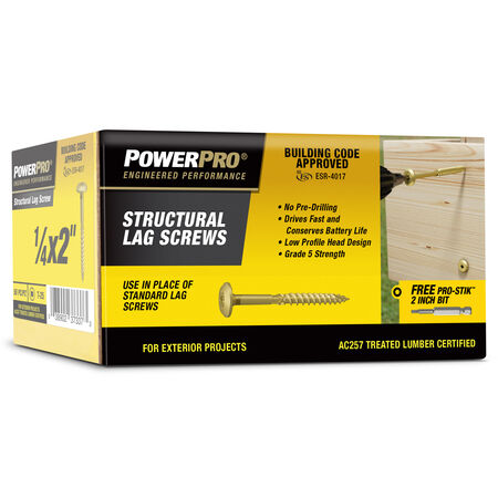 Power Pro Bronze Structural Lag Screws (1/4 in. x 2 in.) - 50 pc