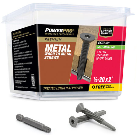 Power Pro Prower Pro Premium Flat Gray Epoxy Self-Drilling Screws (¼"-20 × 2 in.) 175pc