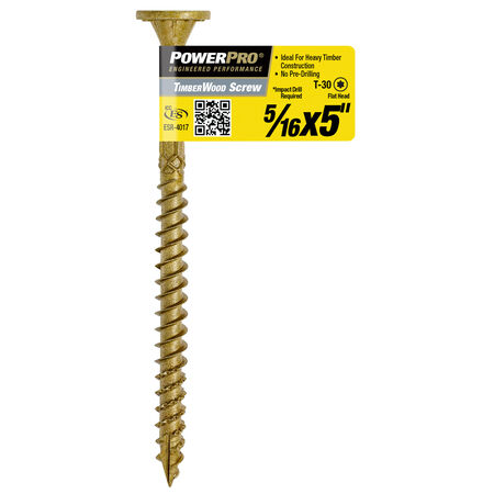 Power Pro TimberWood Bronze Structural Screws (5/16 in. x 5 in.) - 1pc