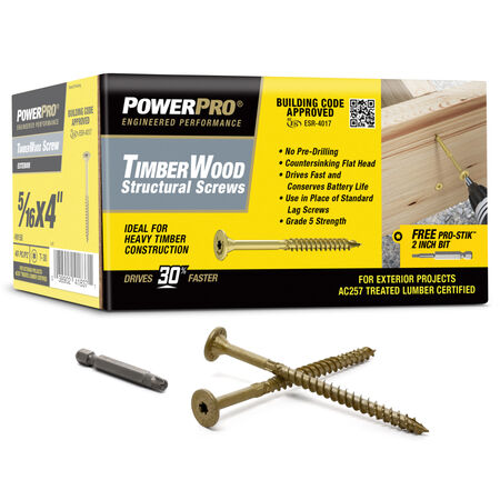 Power Pro TimberWood Bronze Structural Screws (5/16 in. x 4 in.) - 40pc