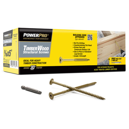 Power Pro TimberWood Bronze Structural Screws (5/16 in. x 5 in.) - 36pc