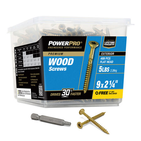Power Pro Premium Exterior Wood Screws (#9 x 2-1/4 in.) - 489 pc