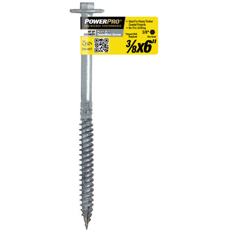 Power Pro HDG Heavy Duty TimberWood Structural Screws (3/8 in. x 6 in.) - 1pc