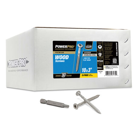 Power Pro Premium 305 Stainless Steel Wood Screws (#10 x 3 in.) - 1200 pc