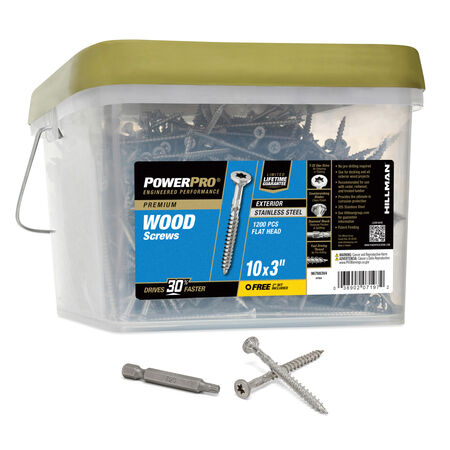 Power Pro Premium 305 Stainless Steel Wood Screws (#10 x 3 in.) - 1200 pc