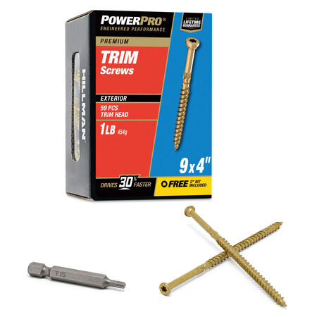 Power Pro&reg; Premium Bronze Exterior Trim Screws (#9 x 4 in.) - 59 pc