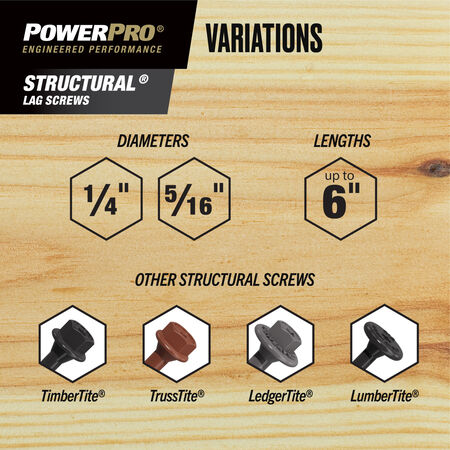 Power Pro 316SS Stainless Steel Structural Lag Screws (5/16 in. x 6 in.) - 1pc
