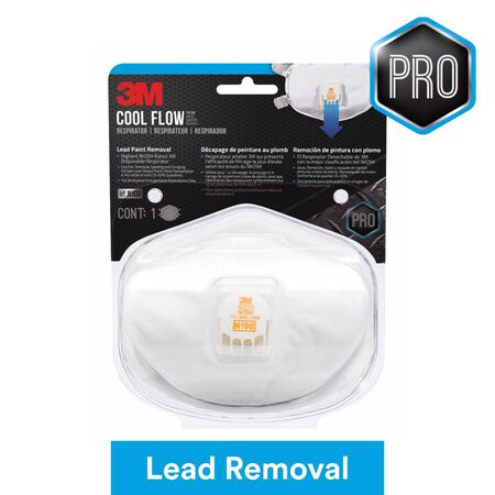 3M N100 Lead Paint Removal Disposable Respirator Valved White 1 pc