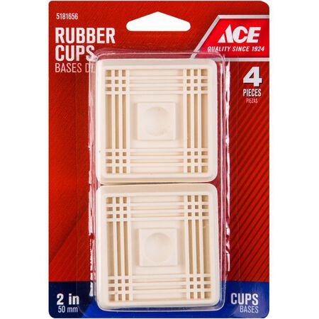Ace Rubber Square Caster Cup White 2 in. W x 2 in. L 4 pk