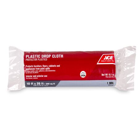 Ace 10 ft. W X 20 ft. L X 1 mil Plastic Drop Cloth 1 pk