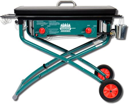 King Kooker Mr. Outdoors Cookout Portable Cooker Pkg, Collapsible Two Burner Stove & Griddle Kit, Heavy Duty Steel Griddle