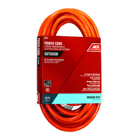 Ace Outdoor 50 ft. L Orange Extension Cord 14/3 SJTW