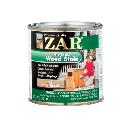 ZAR Semi-Transparent Oil-Based Wood Stain Coastal Boards White Tintable 1/2 pt.