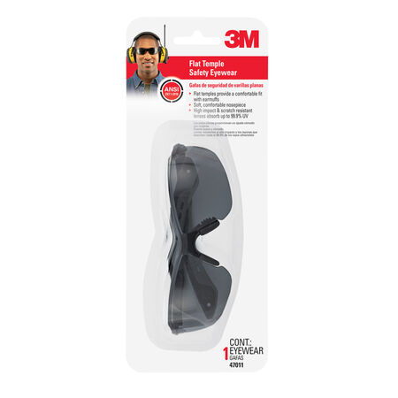 3M Safety Glasses Gray Lens Black/Gray Frame 1 pc