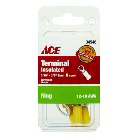 Ace Insulated Wire Ring Terminal Yellow 8 pk
