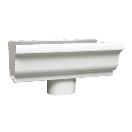 Amerimax 3.5 in. H X 5 in. W X 10 in. L White Aluminum K End w/Drop