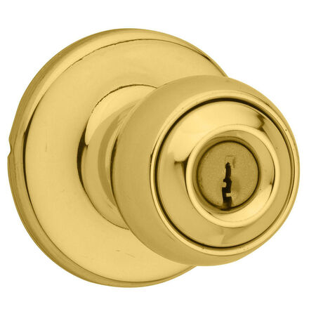 Kwikset Polo Polished Brass Entry Knobs ANSI/BHMA Grade 3 1-3/4 in.