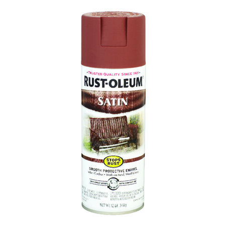 Rust-Oleum Stops Rust Satin Chestnut Brown Spray Paint 12 oz