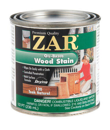 ZAR Semi-Transparent Oil-Based Wood Stain Teak Natural Tintable 1/2 pt.
