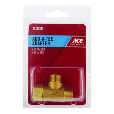 Ace Add A Tee 3/8 in. Female Compression Swivel X 3/8 in. D Male Compression Brass Adapter