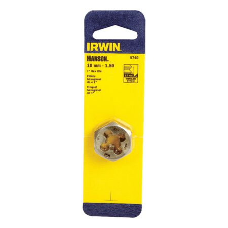 Irwin Hanson High Carbon Steel Metric Hexagon Die 10 - 1.50 mm 1 pc