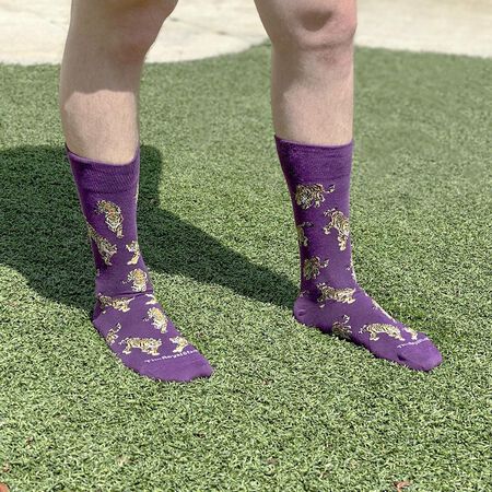 The Royal Standard Men's Go Get Em Tiger Socks in Purple/Gold