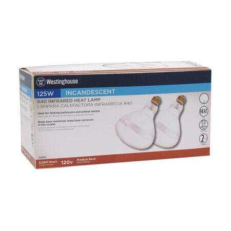 Westinghouse 125 W R40 Heat Lamp Incandescent Light Bulb Medium Base Clear 2 pk
