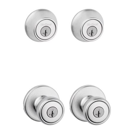 Kwikset Tylo Satin Chrome Deadbolt and Entry Door Knob 1-3/4 in.