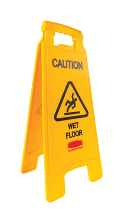 Rubbermaid English Yellow Caution Easel Floor Sign 25 in. H X 11 in. W