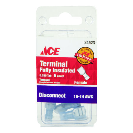 Ace Insulated Wire Female Disconnect Blue 6 pk