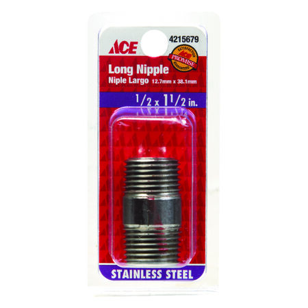 Smith-Cooper 1/2 in. MPT Stainless Steel 1-1/2 in. L Nipple