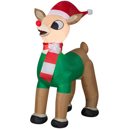 Gemmy Rudolph 3.5 ft. Rudolf in Green Outfit Inflatable