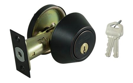 ProSource DBX1V-PS Deadbolt, 3 Grade, Aged Bronze, 2-3/8 to 2-3/4 in Backset, KW1 Keyway, 1-3/8 to 1-3/4 in Thick Door, Pack of 3