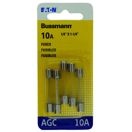 Bussmann 10 amps AGC Clear Glass Tube Fuse 5 pk