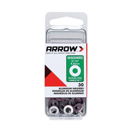 Arrow 3/16 in. D Aluminum Flat Washers Silver 30 pk