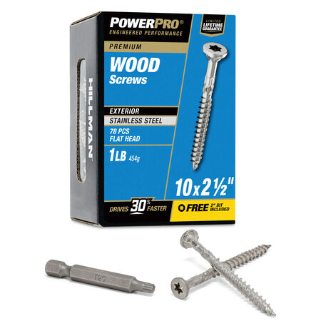 Power Pro Premium 305 Stainless Steel Wood Screws (#10 x 2-1/2 in.) - 78 pc