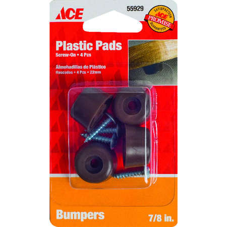 Ace Plastic Bumper Pad Brown Round 7/8 in. W 4 pk