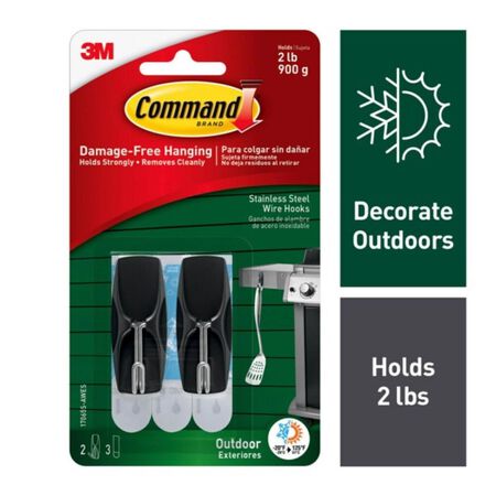 3M Command Medium Plastic Wire Hooks 2.17 in. L 2 pk