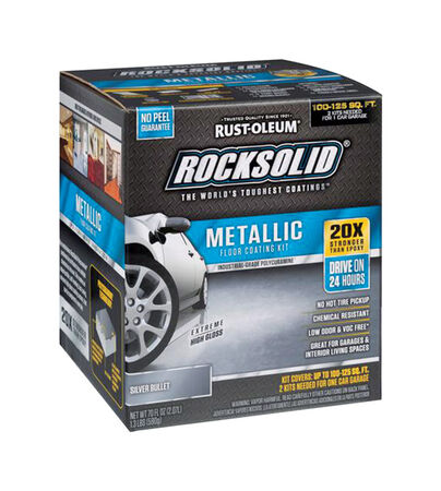 Rust-Oleum RockSolid High-Gloss Silver Bullet Garage Floor Coating Kit 70 oz