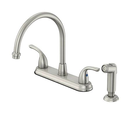 OakBrook Washerless Cartridge Two Handle Chrome Kitchen Faucet Side Sprayer Included