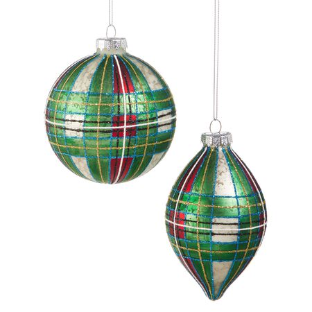 Raz Imports 4 in. Green Tartan Plaid Ornament