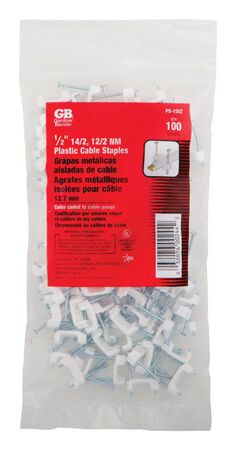 GB 1/2 in. W Zinc-plated Plastic Insulated Plastic Staple 100 bag