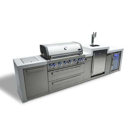 Mont Alpi 6-burner Deluxe Island with a kegerator and fridge cabinet
