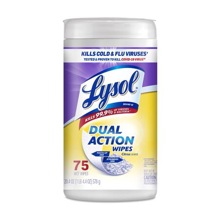 Lysol Dual Action Fiber Weave Antibacterial Wipes 75 pk