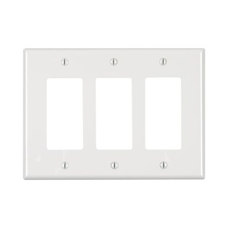 Leviton White 3 gang Thermoplastic Nylon Decorator Wall Plate 1 pk