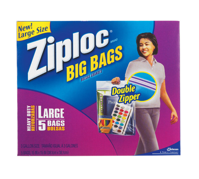 Ziploc Big Bags Storage Bag 3 gal. Clear 15 in. D Stine Home + Yard