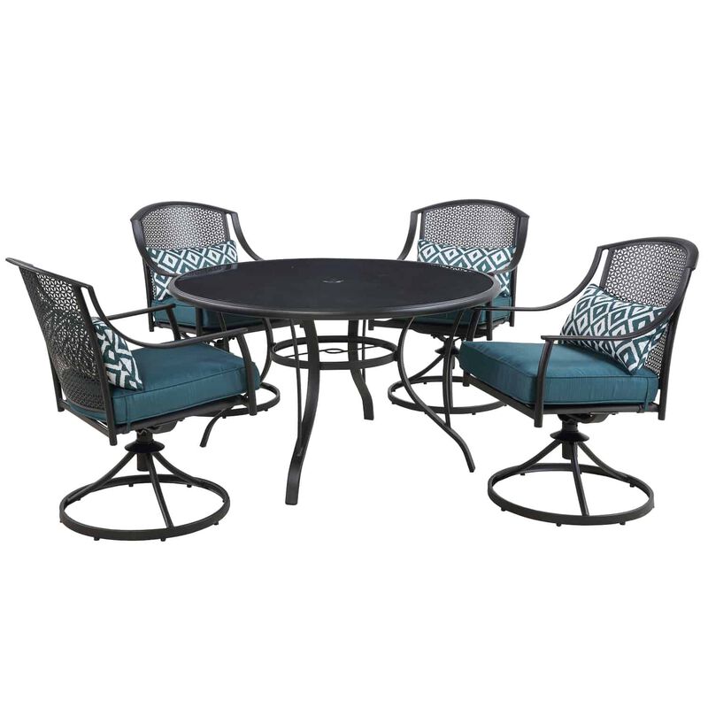Living Accents Cortland 5 Pc Black Steel Patio Set Peacock Blue