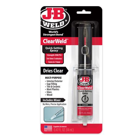 J-B Weld Clear Weld High Strength Epoxy Clear Syringes 0.47 oz