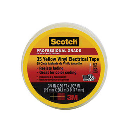Scotch 3/4 in. W x 66 in. L Vinyl Electrical Tape Yellow
